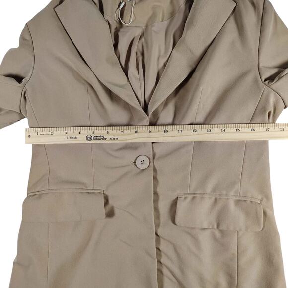 NWOT Cicy Bell Button Blazer Lapel Career Jacket Pockets Khaki Size Medium - Picture 8 of 9